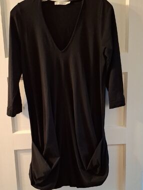 Anne Fontaine Black V-Neck Draped Tunic